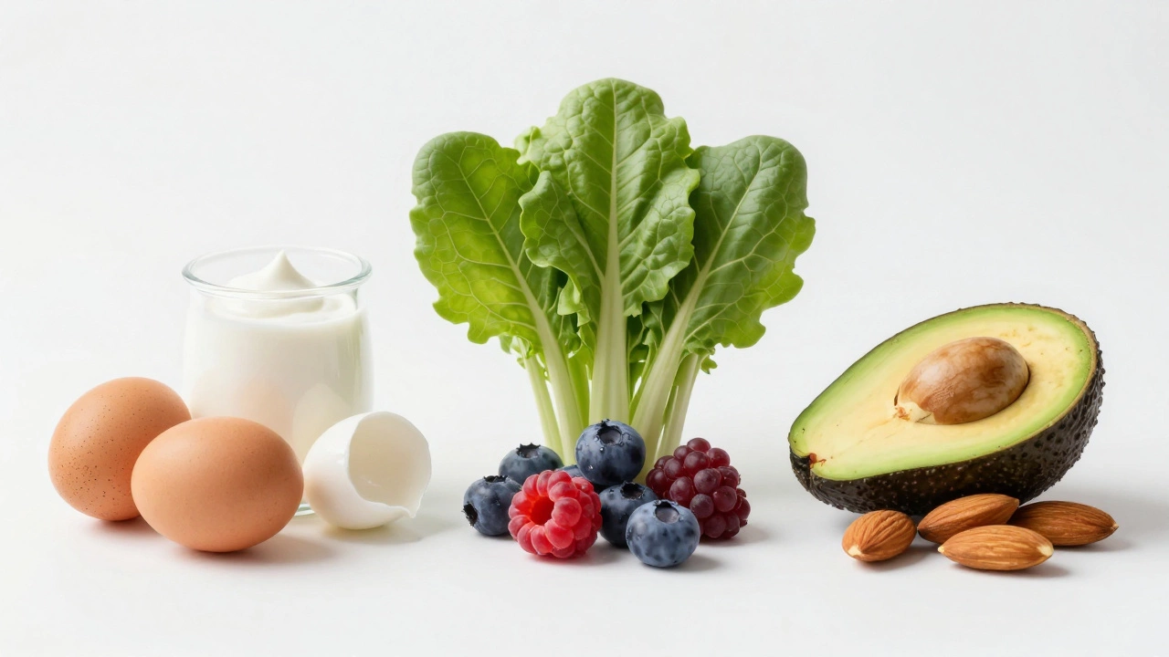 Arrangement of protein, fiber, and healthy fat food groups