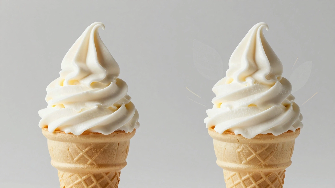 Side-by-side comparison of regular and sugar-free ice cream cones